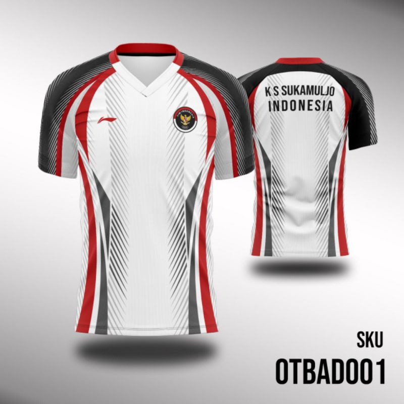 Kaos Jersey Bulutangkis Badminton Olimpiade Tokyo 2020 timnas Indonesia V neck OTBAD001 XS-XXL