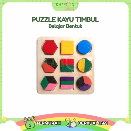 Puzzle Anak Timbul Kayu Belajar Shape (Bentuk)