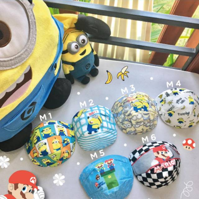 masker mulut minion / masker mulut super mario / masker mulut karakter