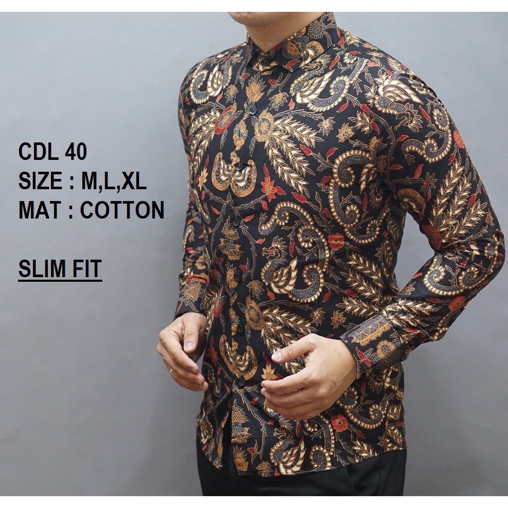  BAJU  PRIA COWOK KEMEJA BATIK PREMIUM SLIMFIT LENGAN TANGAN  