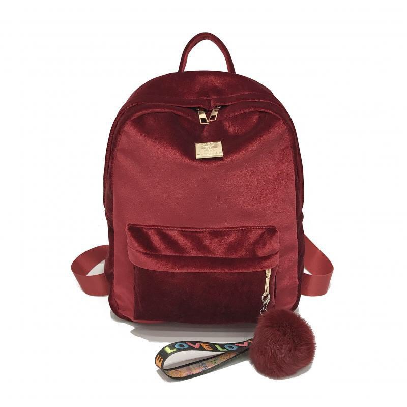 Tas ransel wanita beludru / woman fashion velvet backpack / tas ransel fashion import