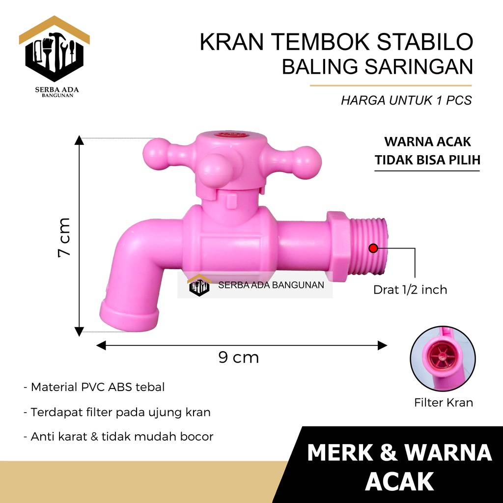 KRAN TEMBOK TAMAN STABILO MODEL ENGKOL BALING PLASTIK PVC WARNA WARNI TERMURAH EKONOMIS