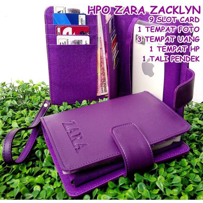 {New Product} Dompet Wanita Kulit Hpo Zara Zacklyn 1 Hp 5,7 Inch Ungu - Ungu