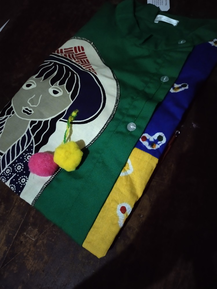 Atasan Batik Tunik Modis Kombinasi Pom Pom Jumputan Premium Tunik Busui Cantik Original Masayu