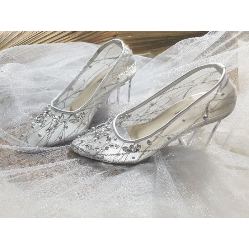 sepatu merisa wanita silver cantik sepatu wedding 7cm