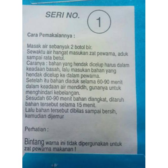 

Dijual Murah !!! Pewarna pakaian isi 100 sacet .,.