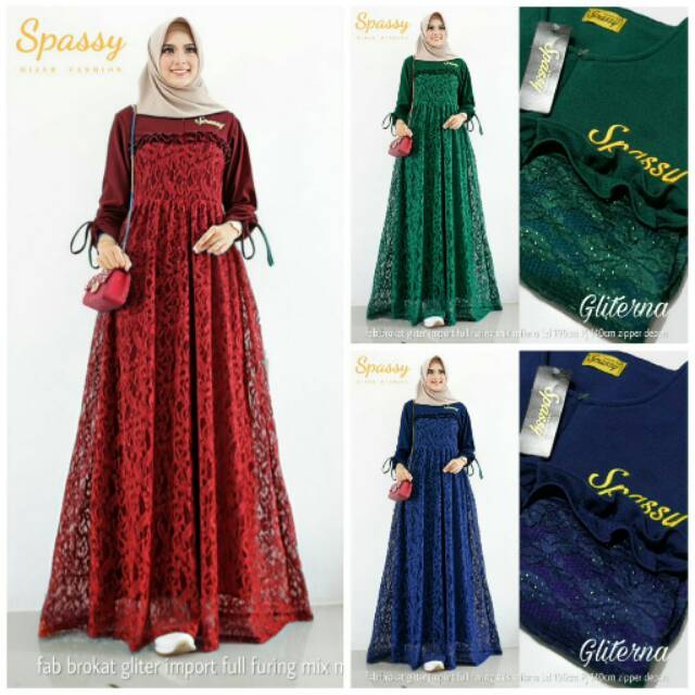 BAJU GAMIS WANIRA GLITERNA TERKINI DRES MUSLIM CANTIK KEREN MURAH ORI SPASSY