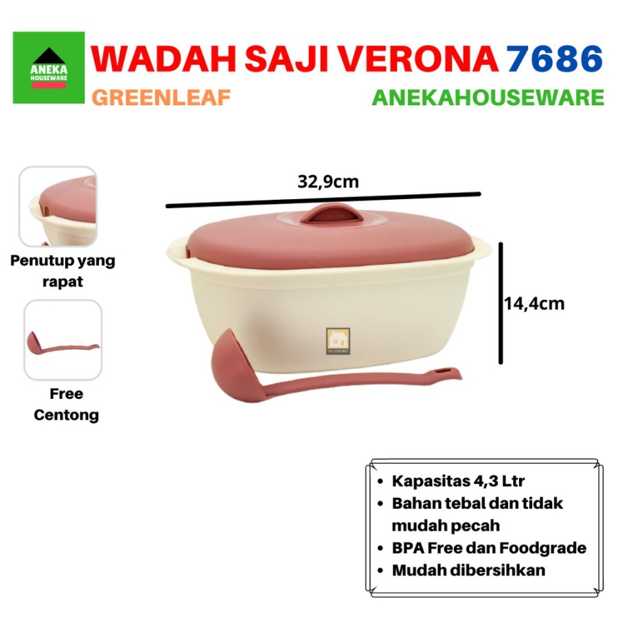 GREEN LEAF Wadah Saji Food Storage Verona 4.3 Liter 7686