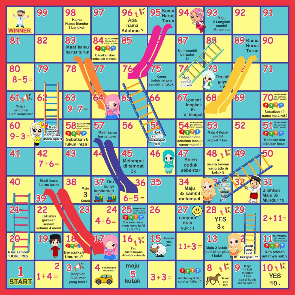 Mainan Anak Ular Tangga Jumbo Seri Muslim / Islami Design Printing SBY