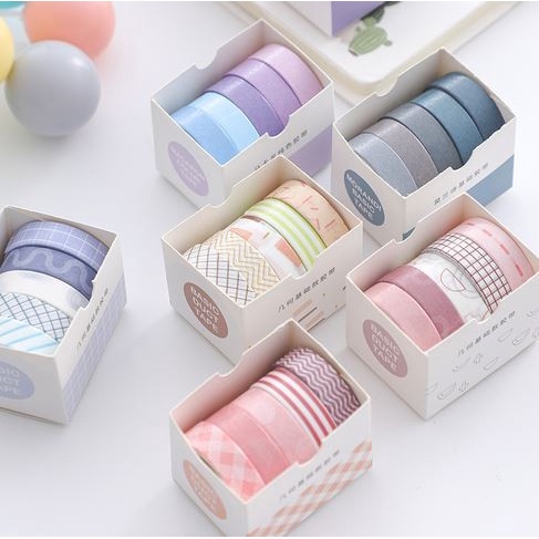 Japanese Washi Tape - Macaron Color And Basic Duct Series (5pcs)