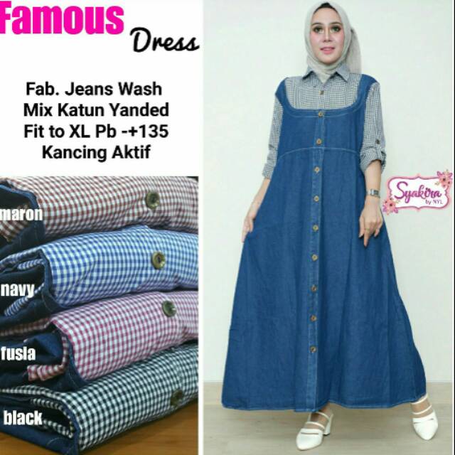 JUAL ORI》LD110/115/120/RECOMNDED GAMIS JEANS MIX KATUN CQNTIK ORI