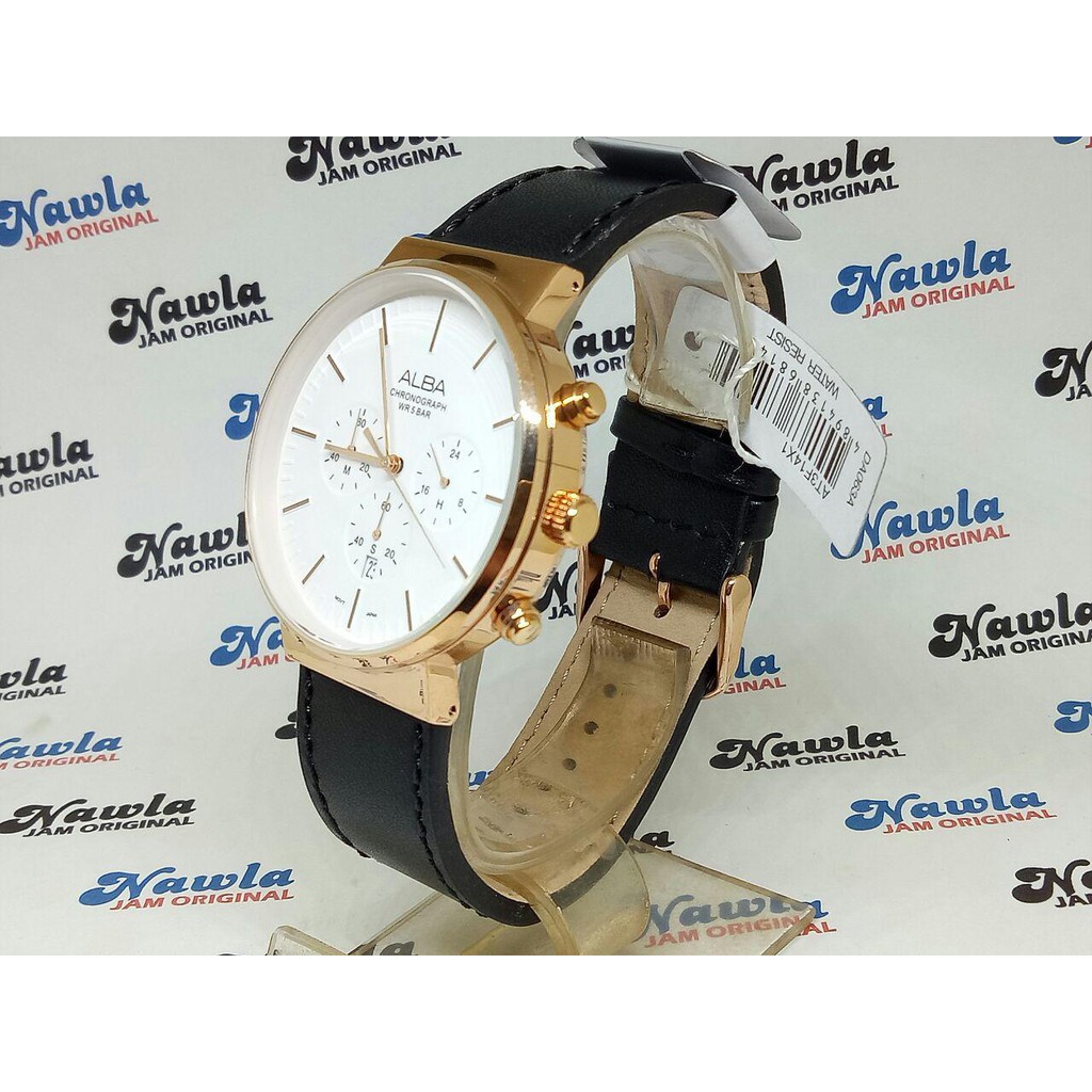 Alba Quartz AT3F14X1 Chronograph White Dial - Jam Tangan Pria AT3F14