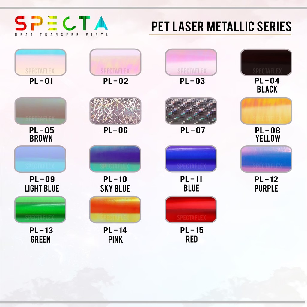 SPECTAFLEX POLYFLEX KOREA PET LASER METALLIC ORIGINAL FOIL HTV - PETLASER