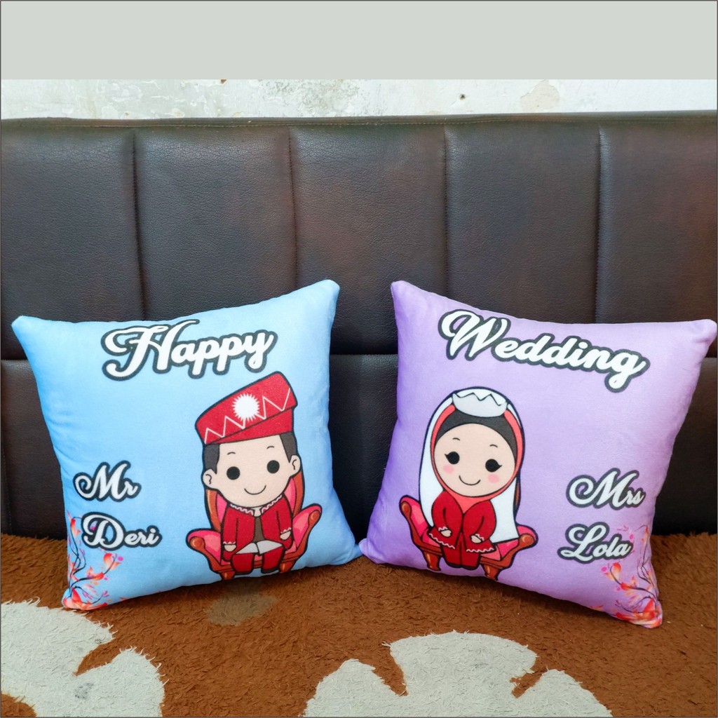 Bizzarpillow Bantal Couple Kado Wedding Custom 40x40cm BZ179