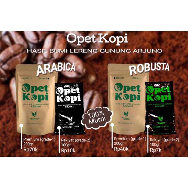 

Kopi Robusta Opet Hasil Bumi Lereng Gunung ARJUNO | 100gr