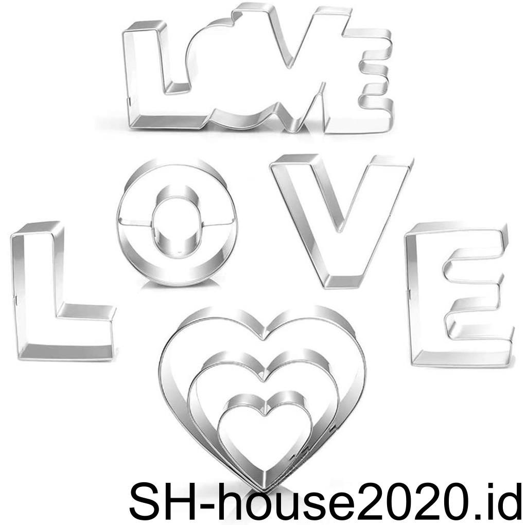 (house2020) 8pcs / Set Cetakan Kue / Biskuit Bentuk Hati Bahan Stainless Steel Untuk Hari Valentine