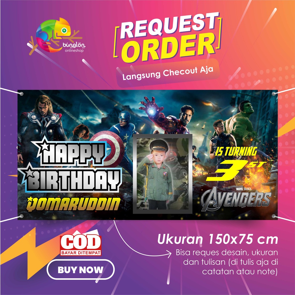 Spanduk Banner Ulang Tahun Murah Berkualitas Tema Avengers