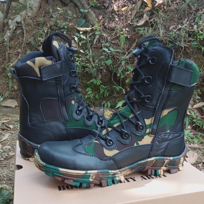 Sepatu PDL Kulit Asli Merk APIK Sepatu PDL Loreng Malvinas Tni Sepatu Boots Pria Kulit Asli