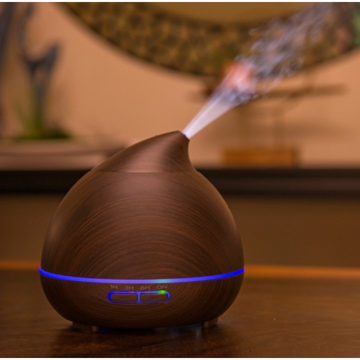 H20 Wooden Humidifier Aroma Diffuser 7 Color LED Light 300ml Black