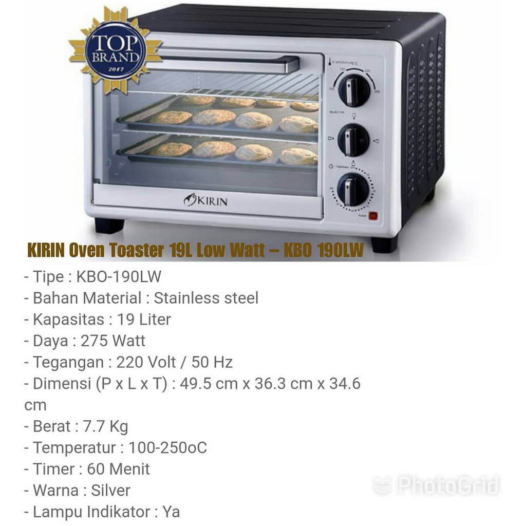 KIRIN Oven Toaster 19L Low Watt – KBO 190LW