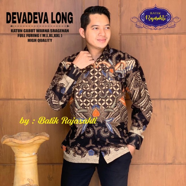 Kemeja Batik DEVADEVA Panjang Katun Cabut Sragenan Full Furing Termurah