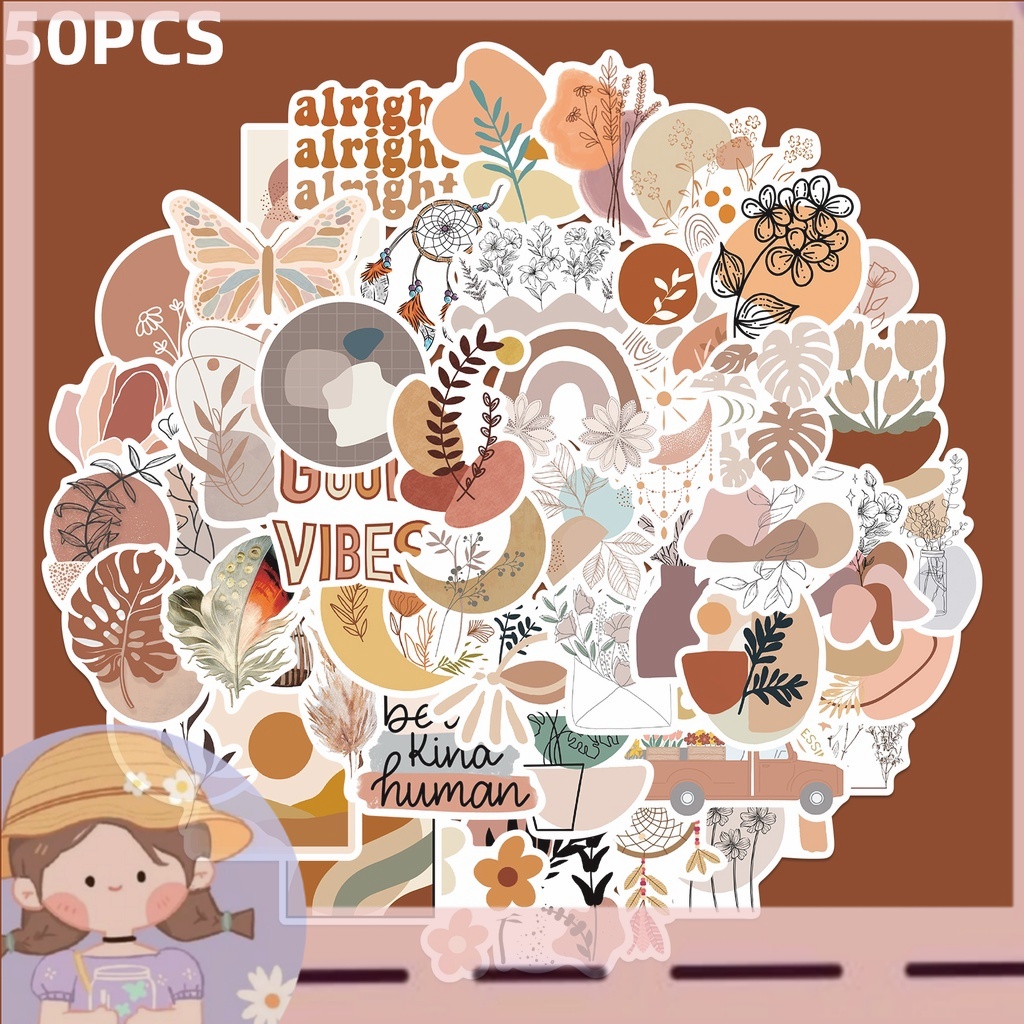 

PROMO50 Pcs Stiker Decal Anti Air Motif Kartun Boho Untuk Dekorasi Handphonekoper DIY (stiker SF002)