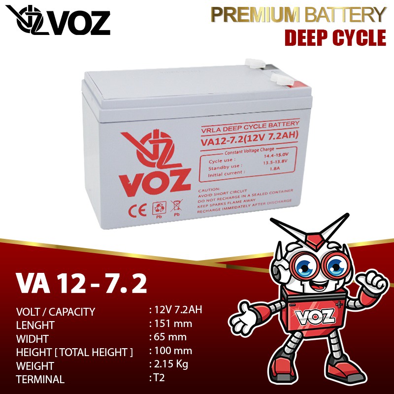 Aki UPS VOZ 12V 7.2AH Deep Cycle Baterai UPS Aki Kering Batere Battery