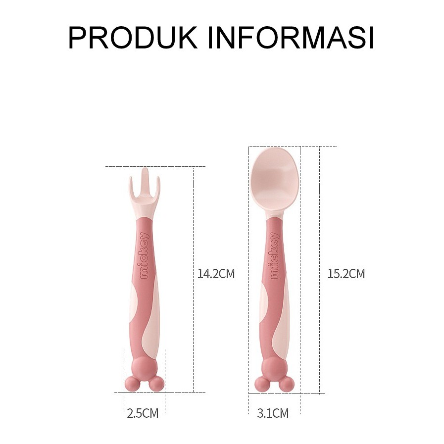 Sendok DISNEY + Garpu DISNEY Lengkung spoon mpasi Sendok  garpu BENGKOK FOLDABLE FLEXIBLE ORI DISNEY