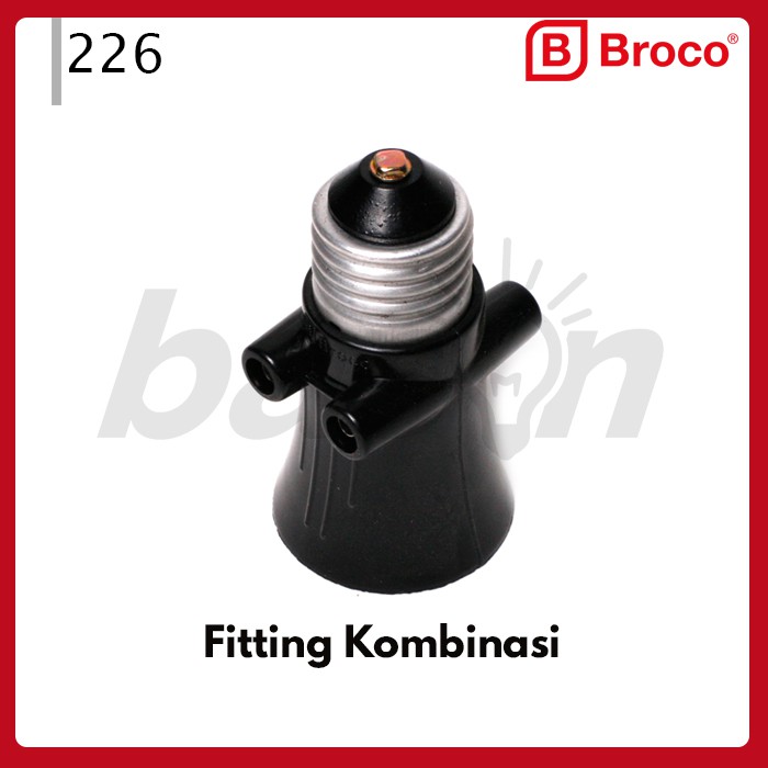 BROCO 226 STD Lamp Holder Black dengan 2x Soket Listrik 6A 250V