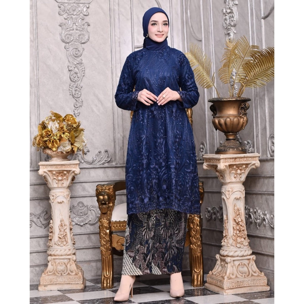 best produk stelan Tunik Tulle premioum quality/kebaya tunik/stelan tunik kebaya modern kebaya pesta kebaya wisuda kebaya brukat tunik cod