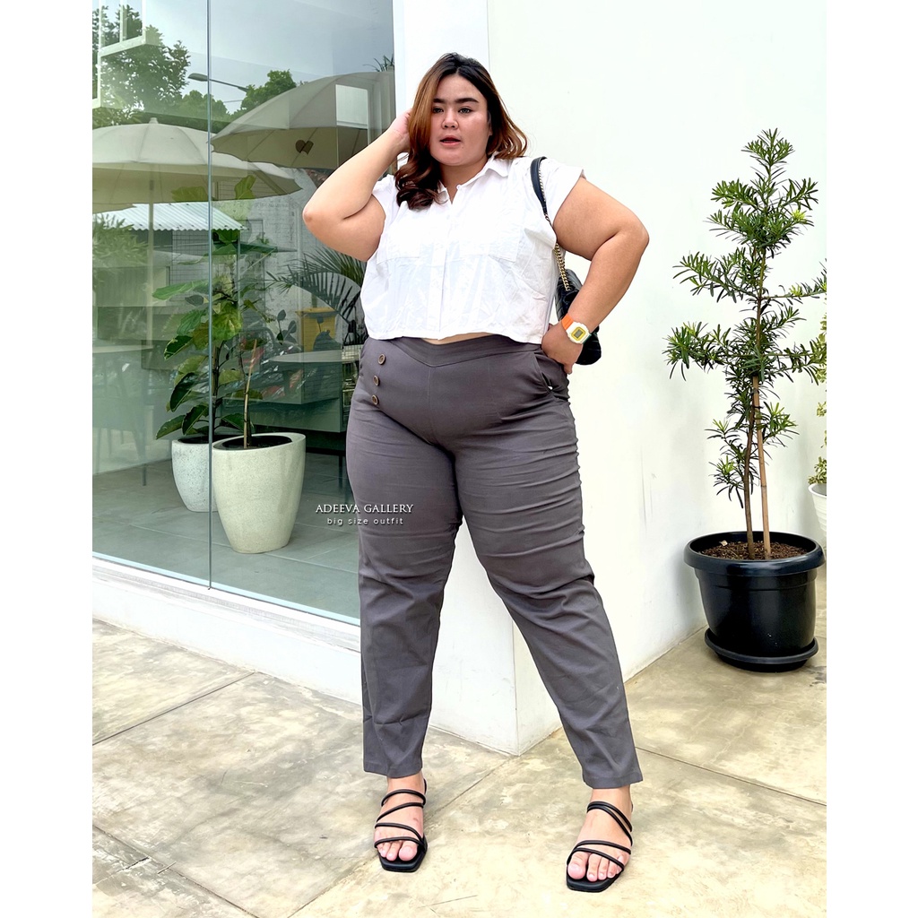 ADEEVA Comfi Pants Jumbo Celana Panjang Wanita Jumbo Katun Twill Stretch