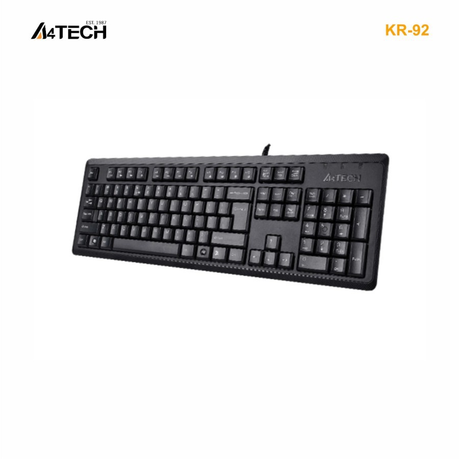 Keyboard a4tech wired usb 2.0 comfort silent membrane 104 keys round edge for pc laptop office gaming kr-92 kr92