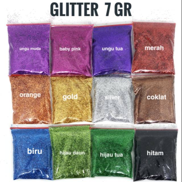 1/128 Bubuk Glitter kemasan klip 7gr