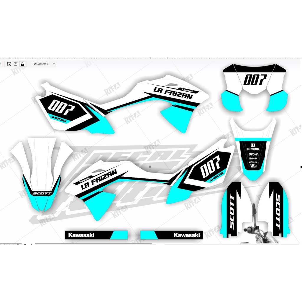 Decal Klx 150 bf Klx 150 G Putih Biru