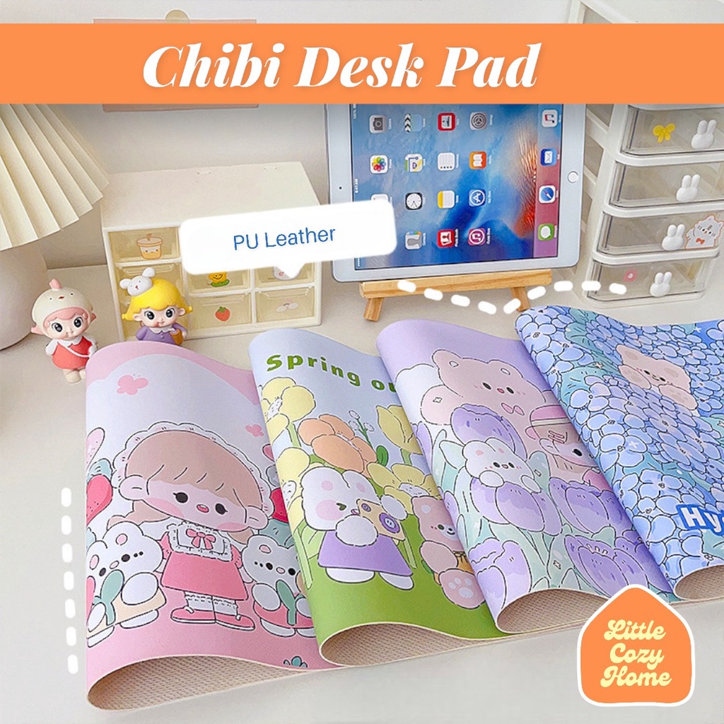 Chibi Desk Pad Motif Character / Desk Mat Karakter / Mouse Pad / Alas Meja Komputer WFH Work From Home / Aksesoris Keyboard Office Large Laptop Cushion Lucu Imut Ala Korea Japan