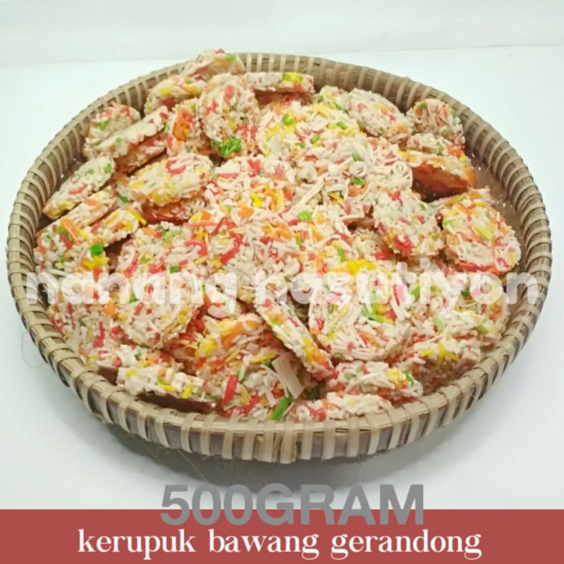 

KERUPUK BAWANG GRANDONG MENTAH MEKAR RENYAH SIAP GORENG NETTO 500GRAM