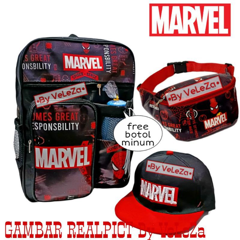 Tas ransel anak Marvel  gratis tas selempang topi - tas anak