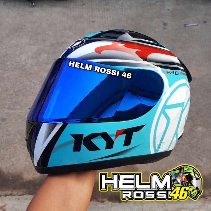 Visor Helm KYT R10 RC7 K2 RIDER V2 R V2R MDS VICTORY Iridium Red Blue Futuro Blue Ice Kaca Flat Aquamarine Seri 3 Kabuki