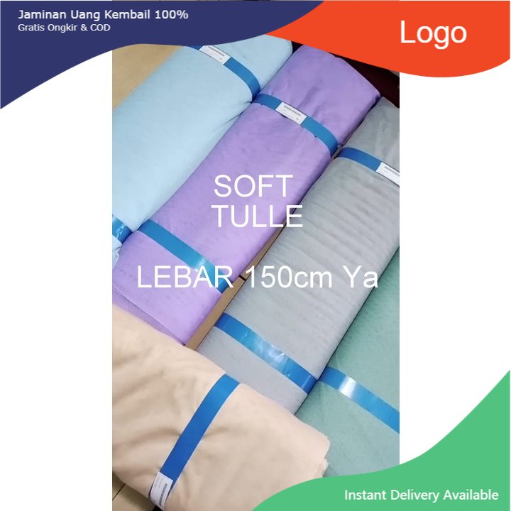 KAIN SOFT TULLE - KAIN TILE METERAN / BAHAN TULE POLOS HALUS & LEMBUT. - Putih, PER 0.5 METER