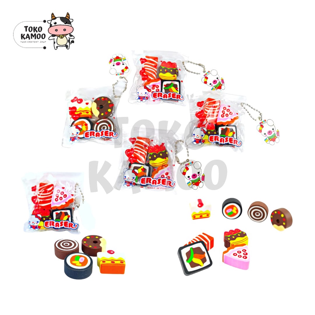 

Penghapus Tas Mini Bentuk Makanan - Stip Fancy isi 4 pcs - Food Eraser dengan Zip Pouch [PER SET]