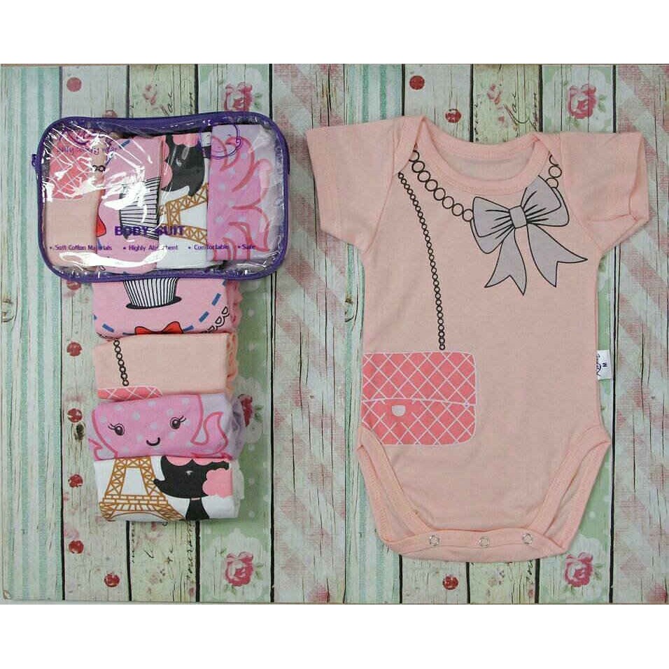 KAZEL BODYSUIT GIRL EDITION / JUMPER BAYI LUCU  ( 1 BOX ISI 4 PCS )