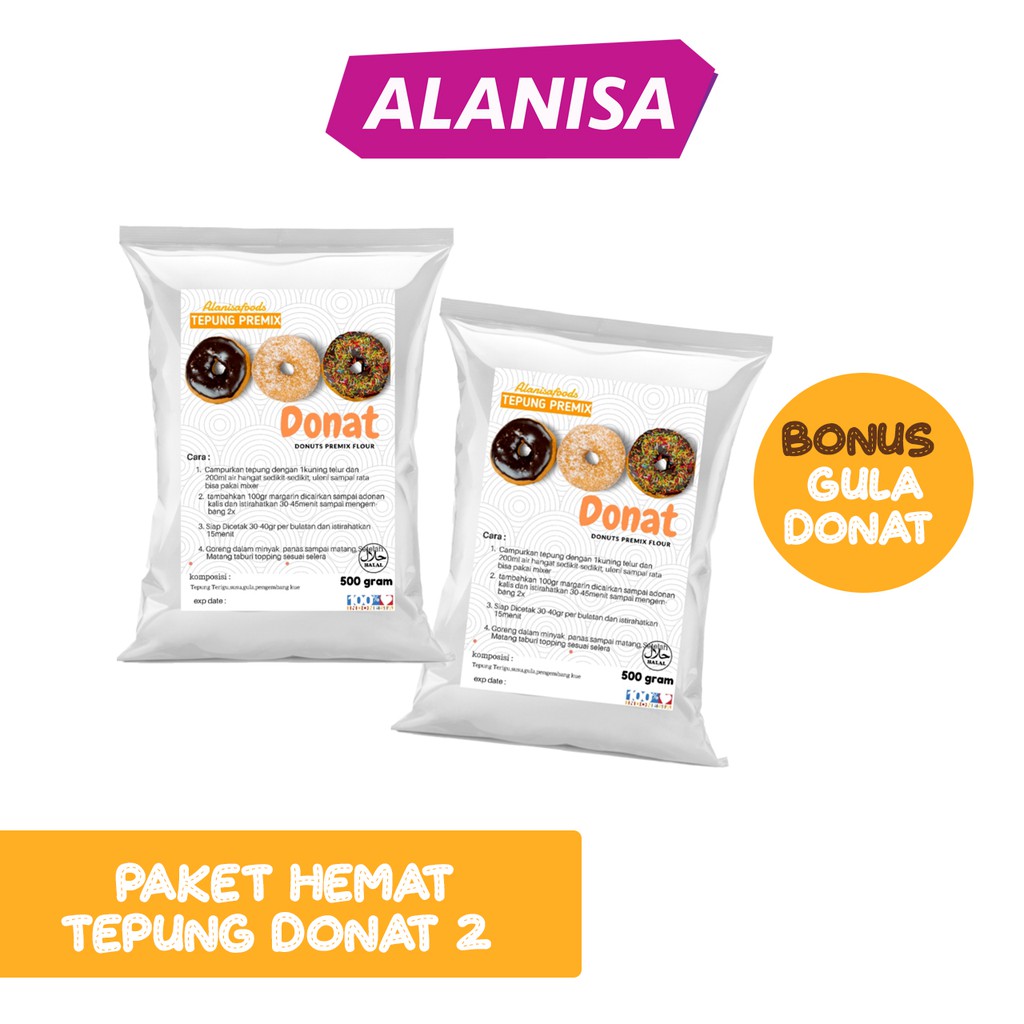 

PROMO BONUS 2 TEPUNG DONAT kemasan 500gr BONUS GULA DONAT