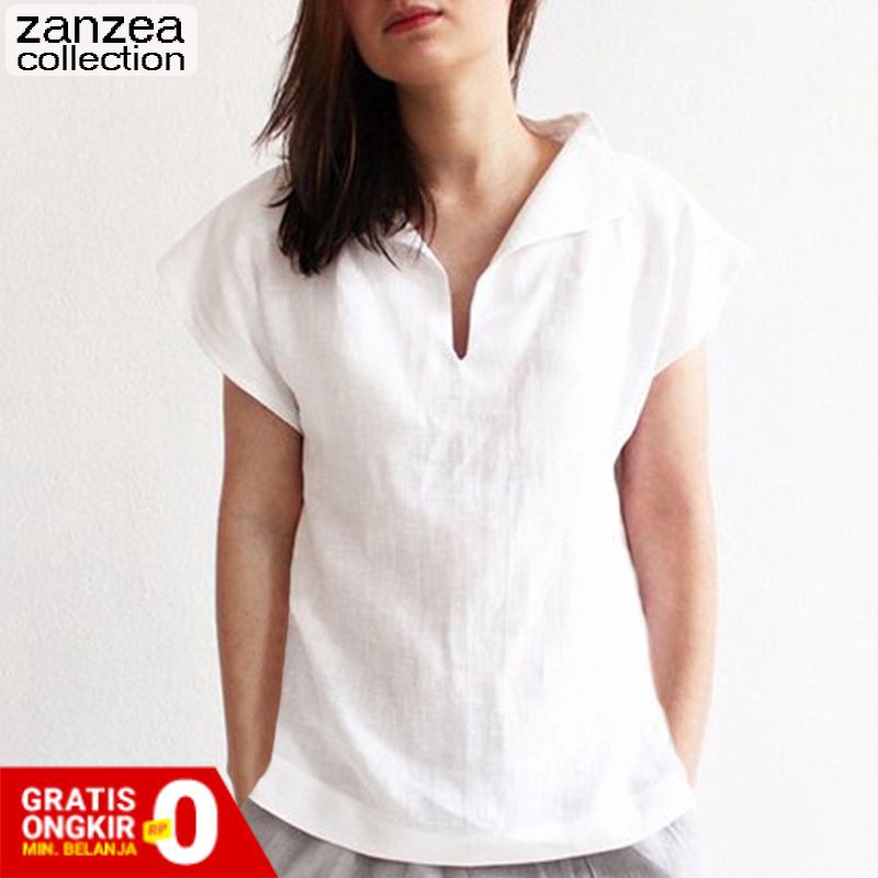Zanzea Kaos T Shirt Casual Wanita Model Kerah V Neck Dan Bahan Katun Shopee Indonesia