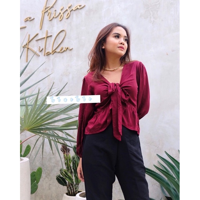 FLORY TOP BLOUSE OUTER • Blueble •-maroon