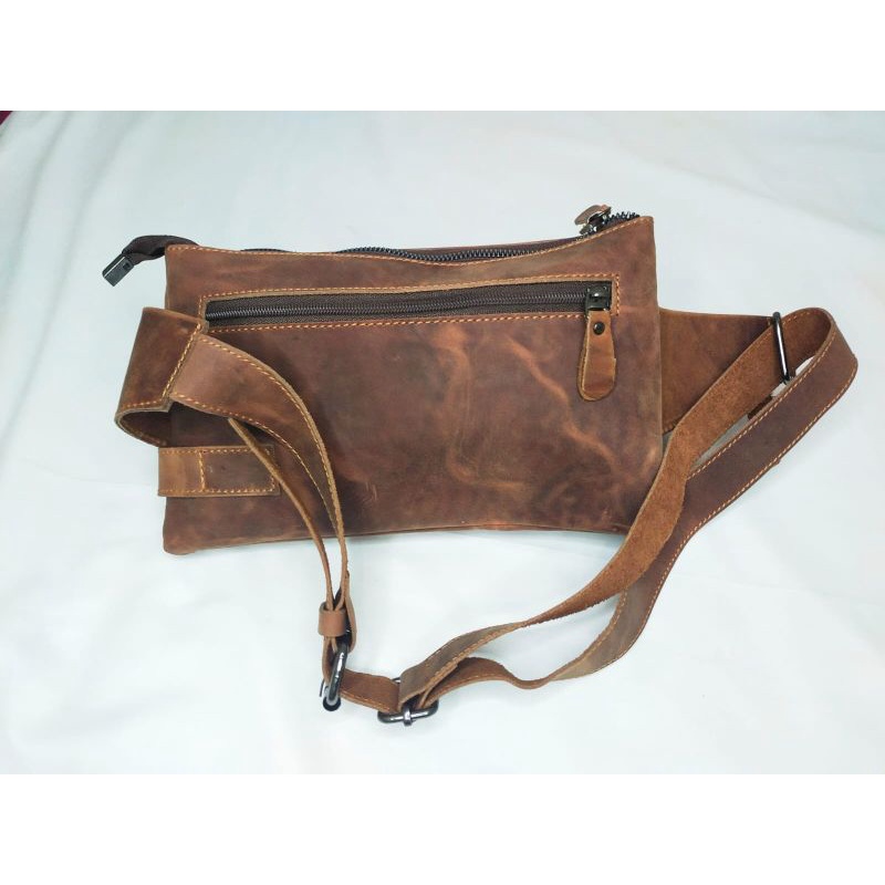 Tas Selempang Waistbag Full Kulit Sapi Asli