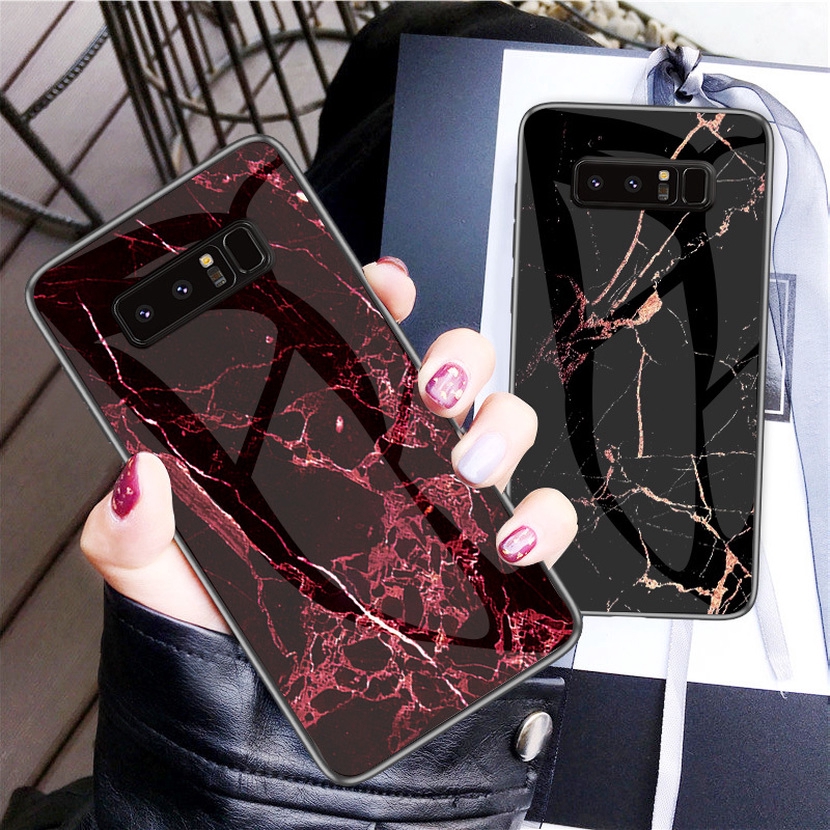 Samsung Galaxy Note 9 8 S9 S8 Plus S7 edge marble tempered glass luxury gradient cover case