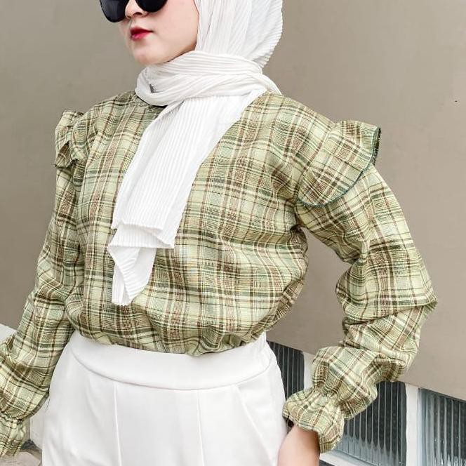 ☇ YUNA BLOUSE TARTAN "" 10 VARIAN WARNA "" FASHION ATASAN WANITA ✾
