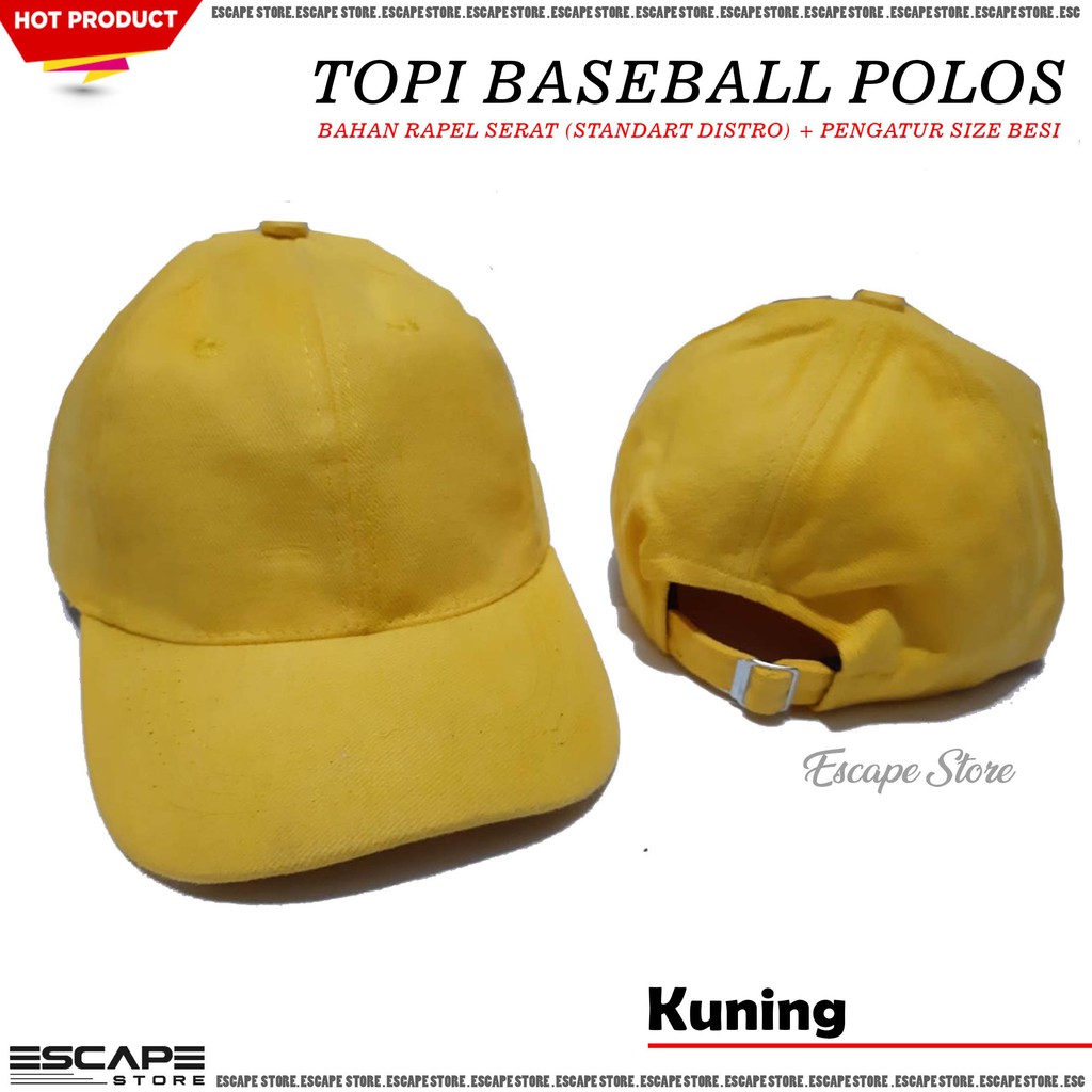 Topi Baseball Polos / Topi Distro Murah / Topi Pria Wanita - Kuning