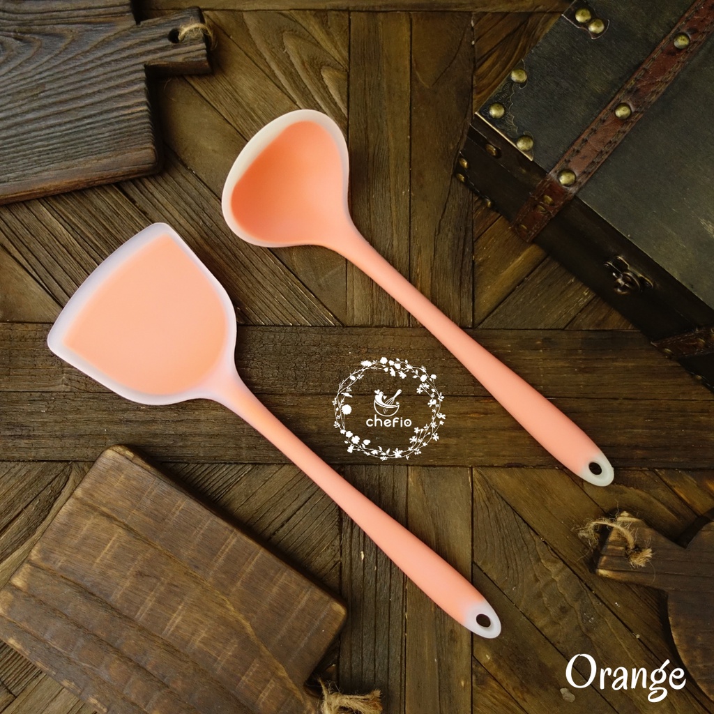 Chefio Spatula dan Centong Silikon 33cm / Sodet Masak / Centong Sop