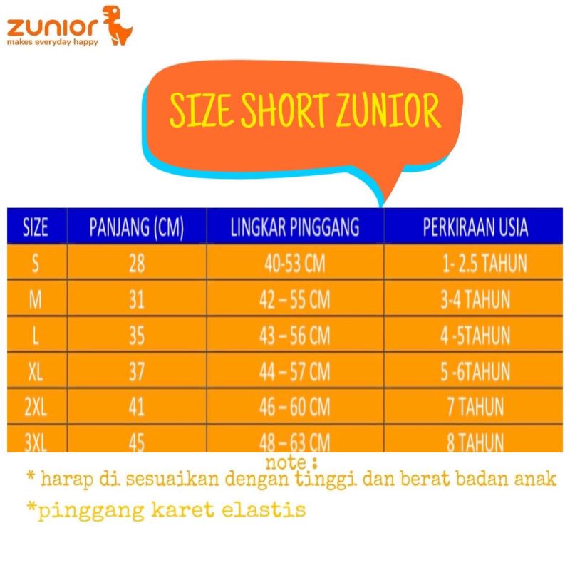 Celana Pendek Anak Premium Zunior Hitam 1-9 Tahun